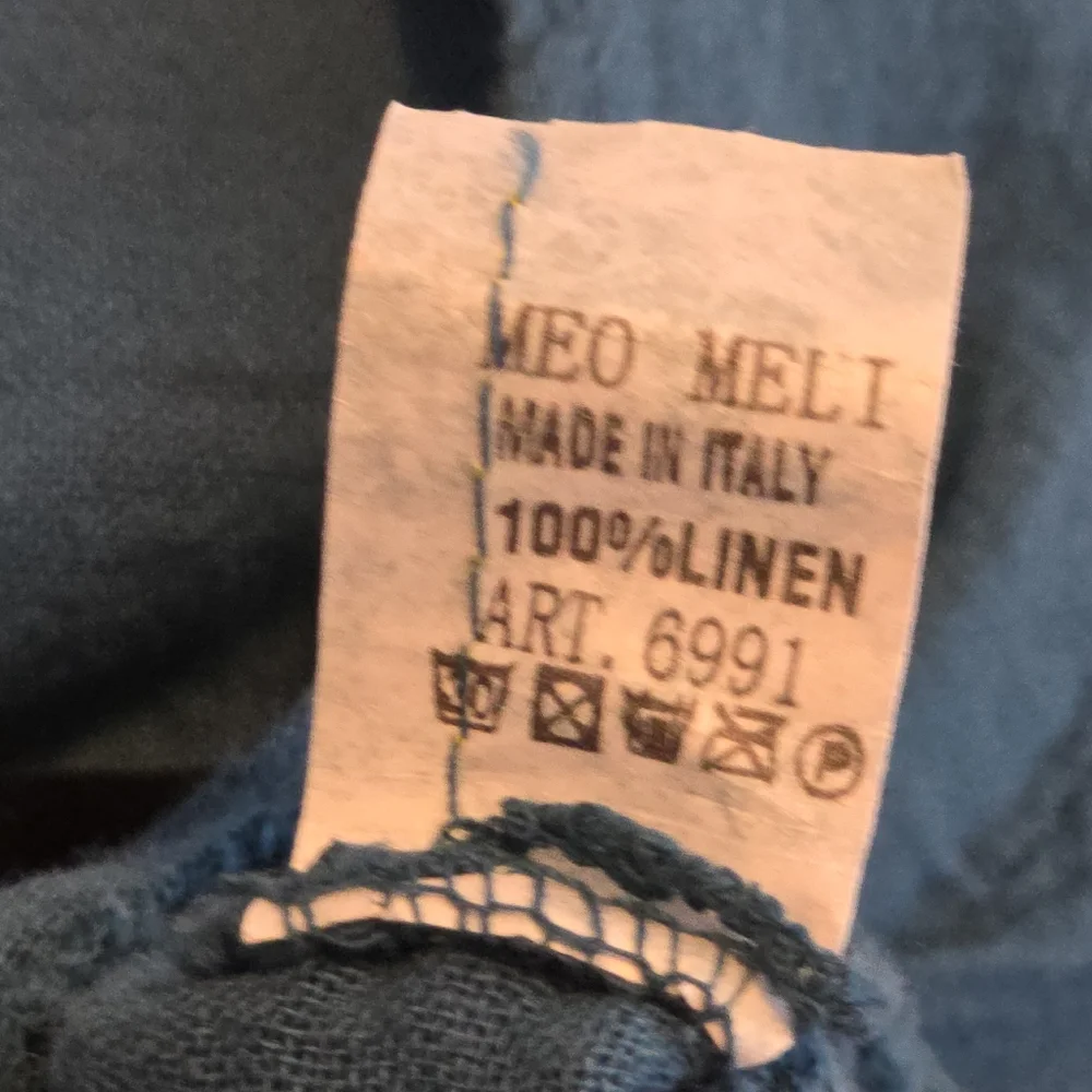 MEO MELI Made In Italy 100% Linen Tunic Top Blue Short Sleeve Lrg/XL Cottagecore - Picture 12 of 15